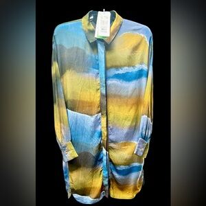 NWT Fransa Colorful Abstract Patterned Tunic, Certified EU Ecolabel.